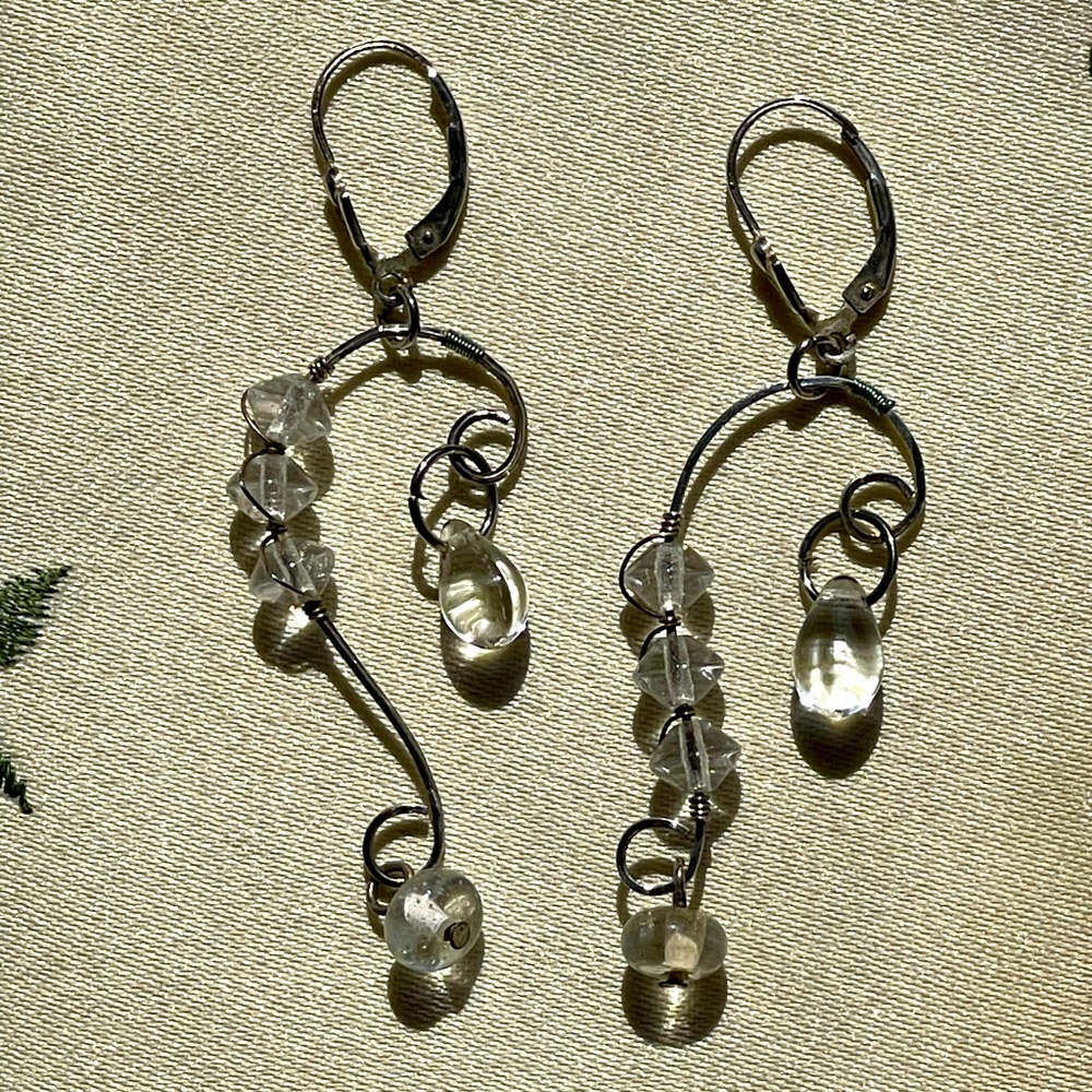 Vintage 925 crystal quartz earrings statement piece